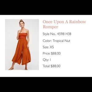 Free People Strapless Orange Romper